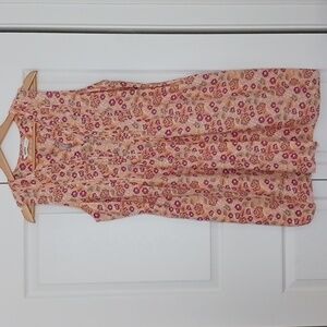 Sonoma Pintuck Linen Blend Peach Floral Sundress Size L